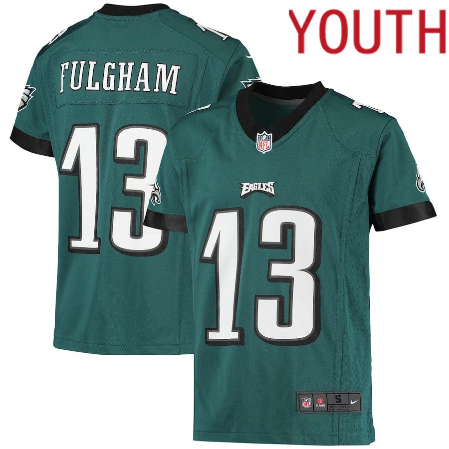 Youth Philadelphia Eagles 13 Travis Fulgham Nike Midnight Green Game NFL Jersey